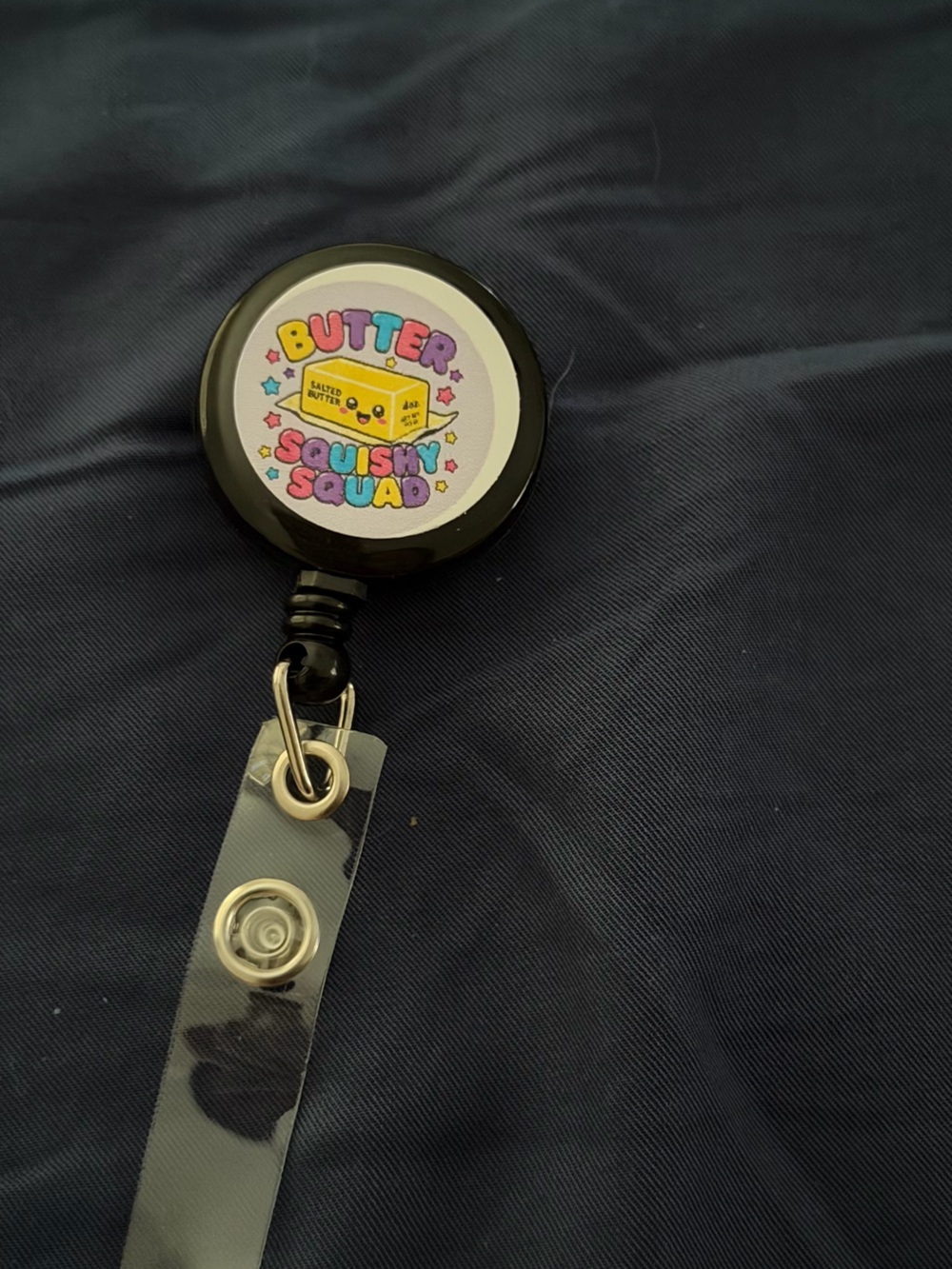 Black Butter Squishy Squad Badge Reel Retractable ID Holder